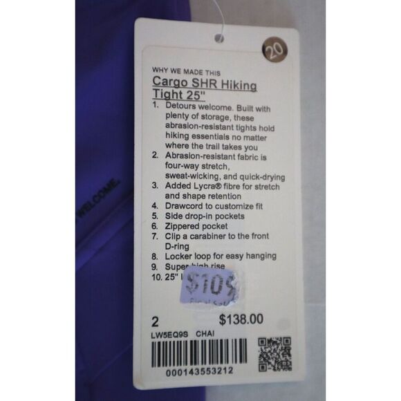 Lululemon W5EQ9S Women's Sz 2 Purple Cargo Super Hi-Rise Hiking 25" Tights - Picture 5 of 16